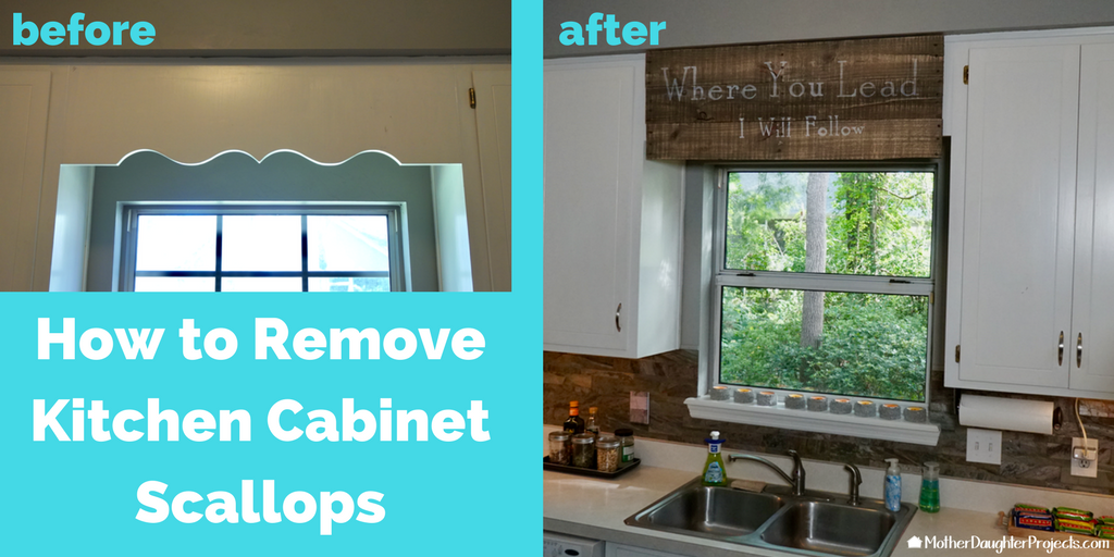Cover Scalloped Wood Valance Over, How To Remove A Kitchen Sink Cabinet