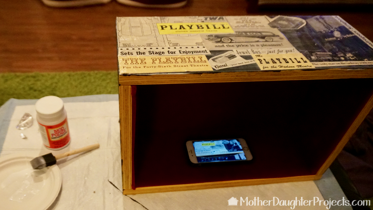 Learn how to make a DIY memory box for your broadway playbills or other treasures out of wood and fabric.