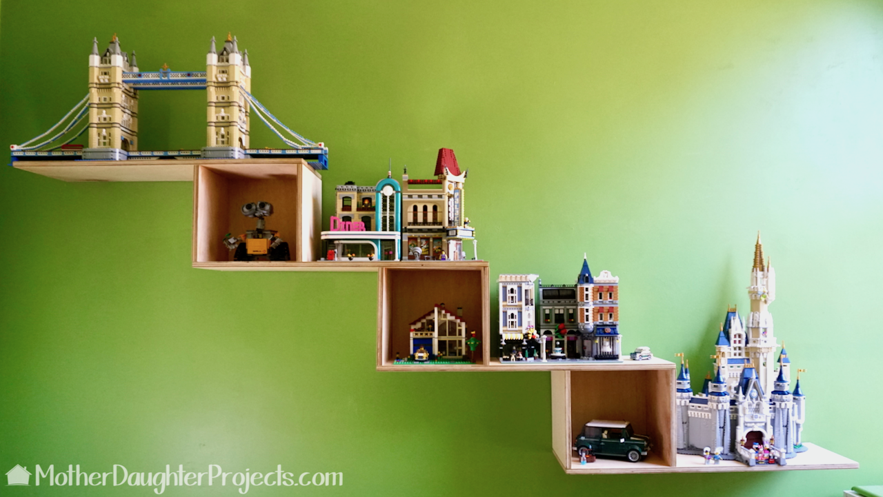 Learn how to make a shelf or bookshelf out of one sheet of plywood. This is a great place to display your collection of books, lego, and more!