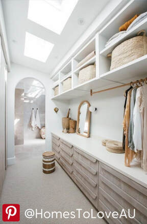 Light and bright master closet space pin I found on Pinterest.